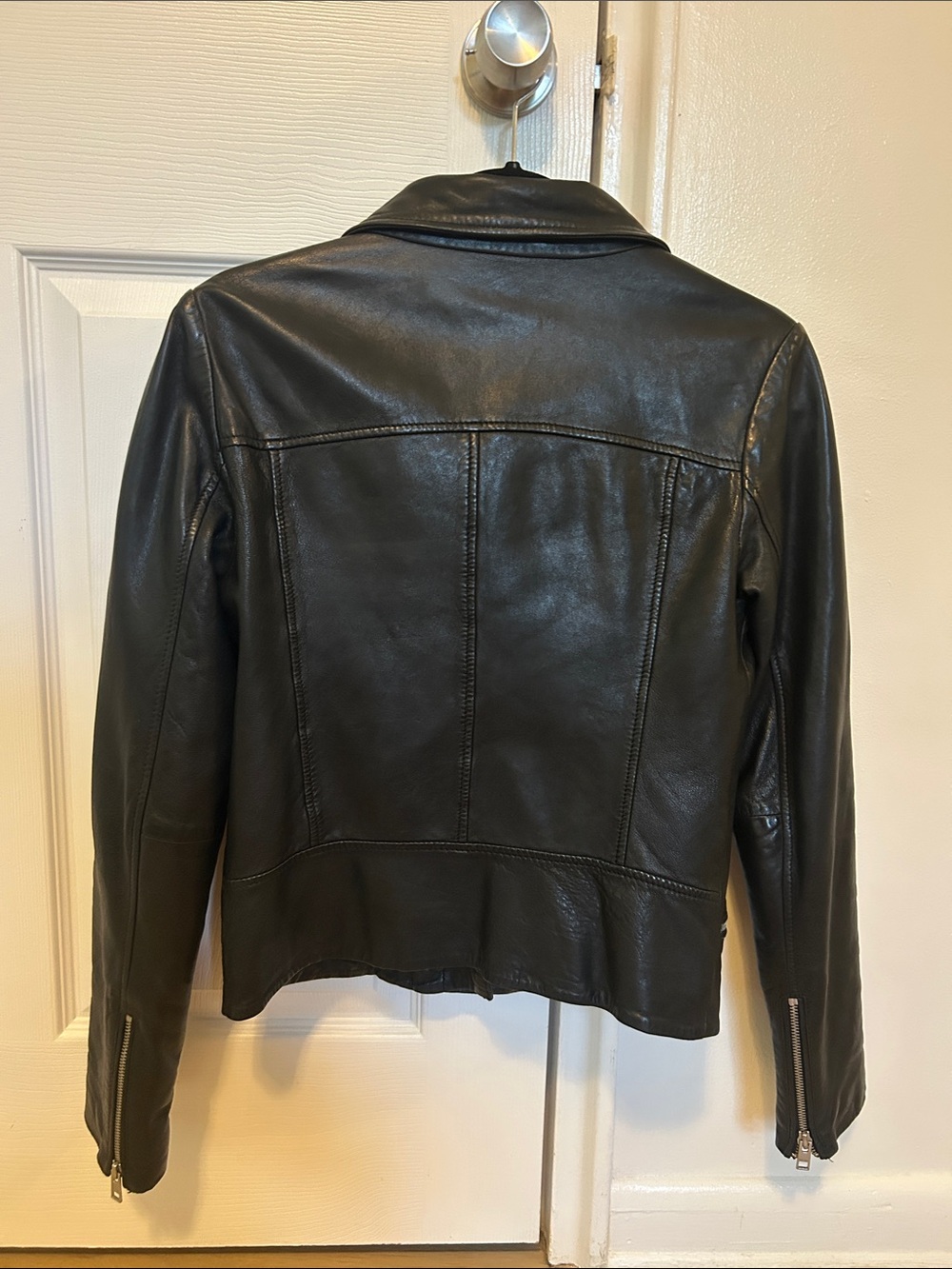 All Saints Black Leather Asymmetrical Moto Jacket - Picture 7 of 9